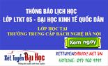 Thời khóa biểu lớp liên thông KT05 - Đại học Kinh tế Quốc dân